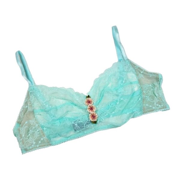 NWOT GAP Body Floral Lace Bralette Sz.L Mint Green Soft Cups Sheer Lingerie - Picture 7 of 7
